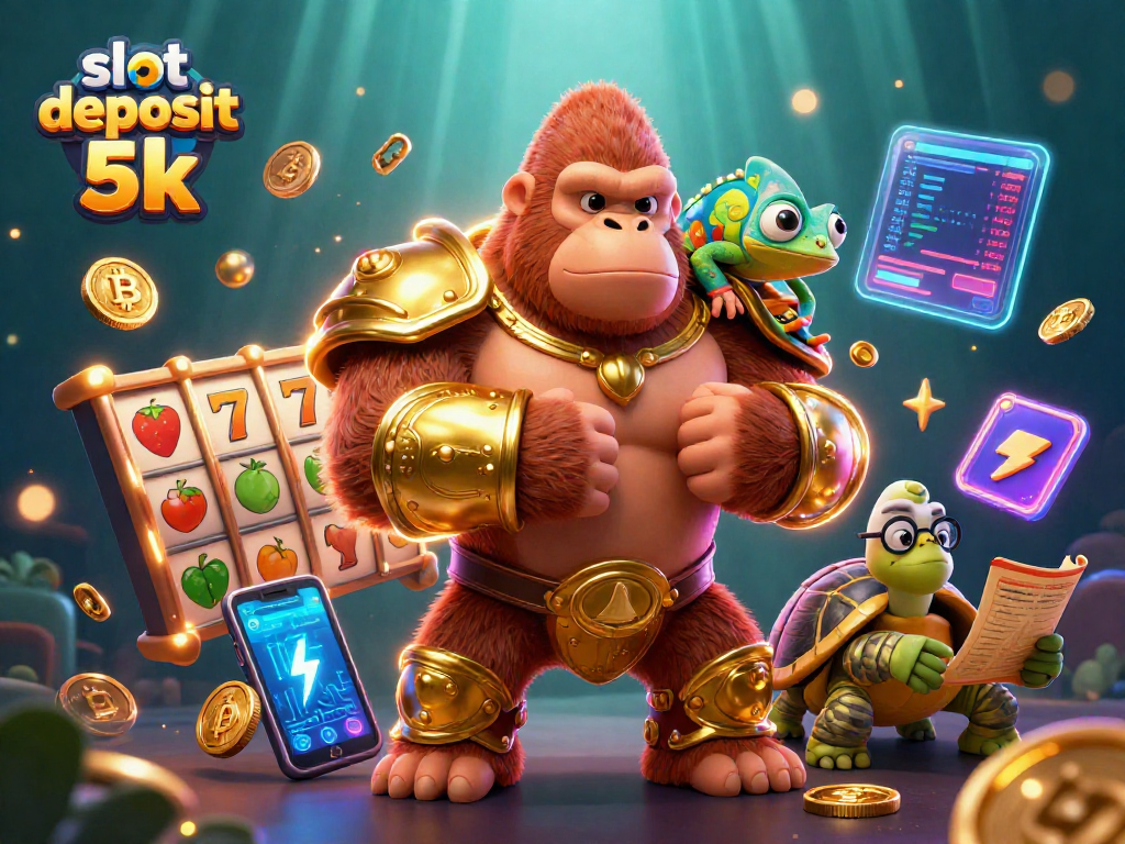 Engage with the exciting slot deposit 5k world featuring a powerful gorilla and vibrant casino elements