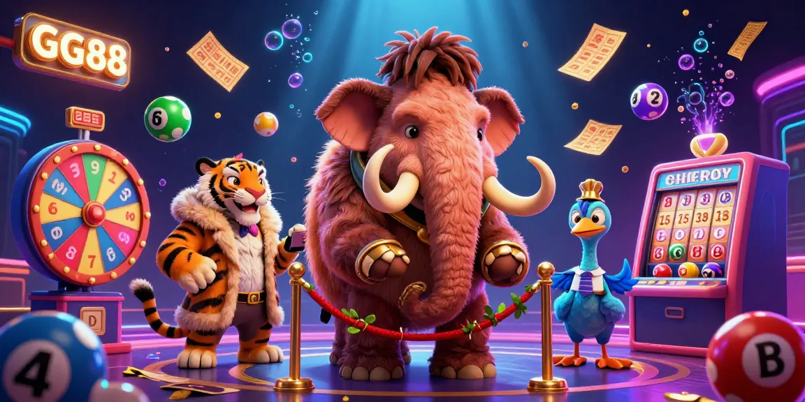 Engage with GG88's vibrant casino scene featuring unique characters and dynamic gaming elements surrounding them.