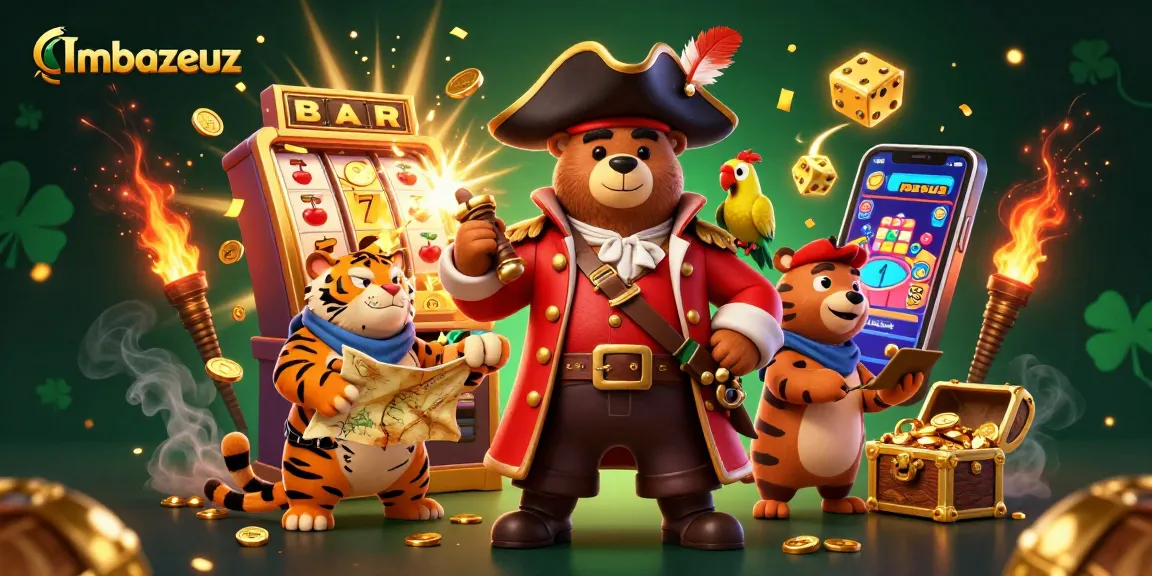 Rotasi jackpot slot Imbazeuz di ilustrasi kasino 3D yang mempesona dan kaya warna.