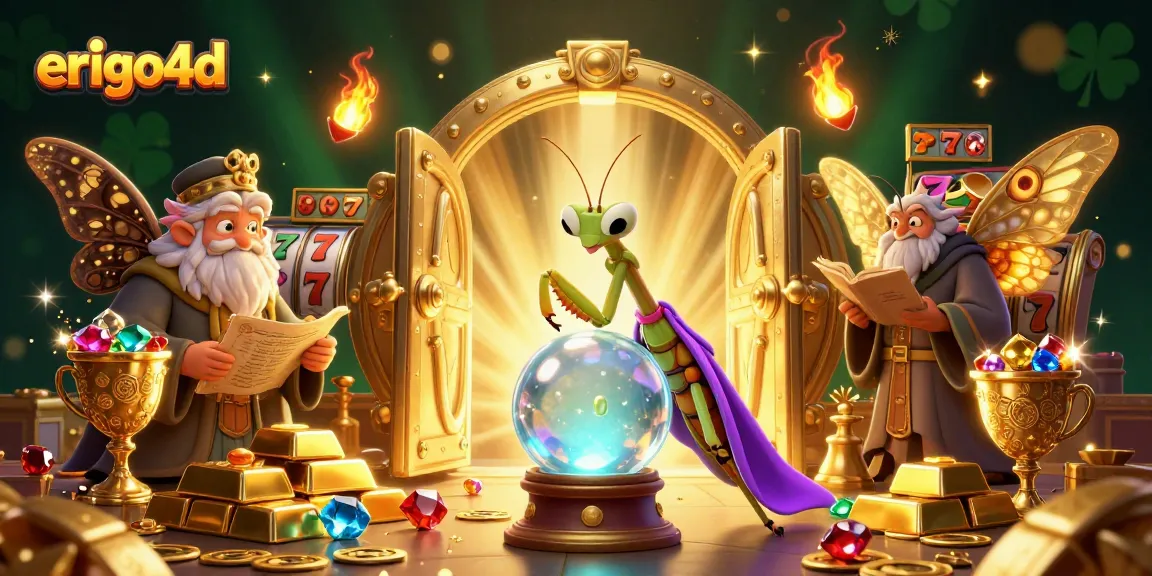 Experience thrilling slot action with erigo4d in this vibrant 3D illustration featuring characters and golden treasures.