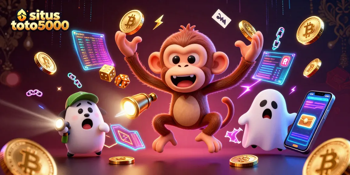 Chase the mischievous poltergeist monkey juggling gold at situs toto5000 casino.