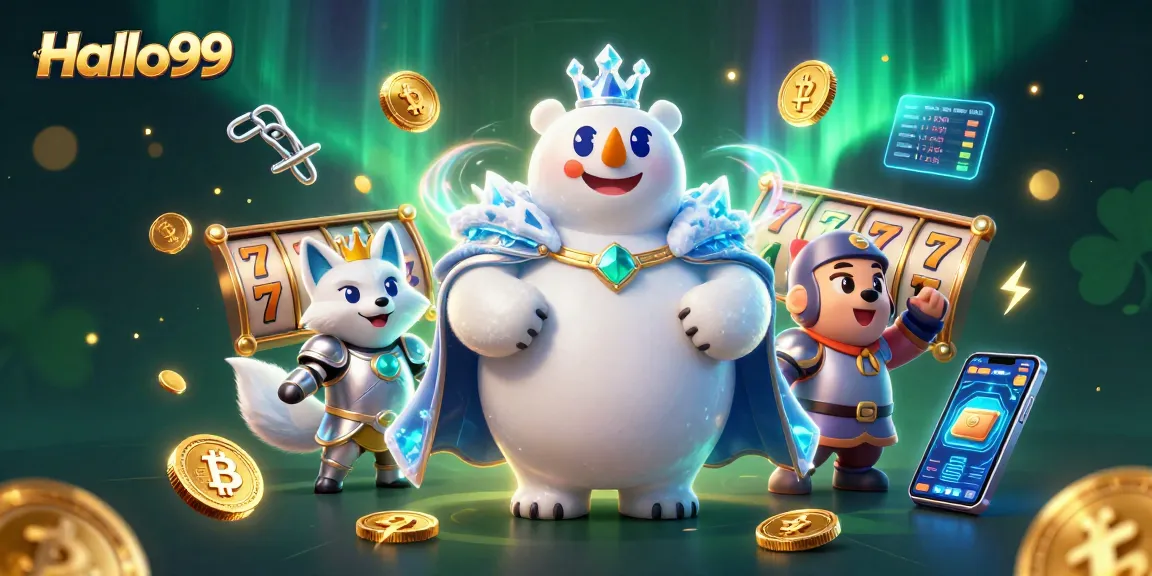 Experience thrilling gameplay on Halo99 with an engaging 3D cartoon scene featuring casino elements.