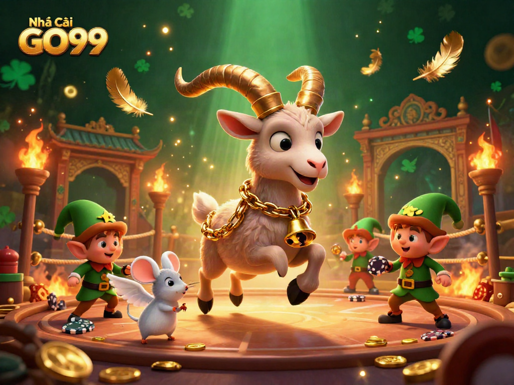 Experience the exciting casino atmosphere at Nhà cái GO99 with captivating characters and festive elements.