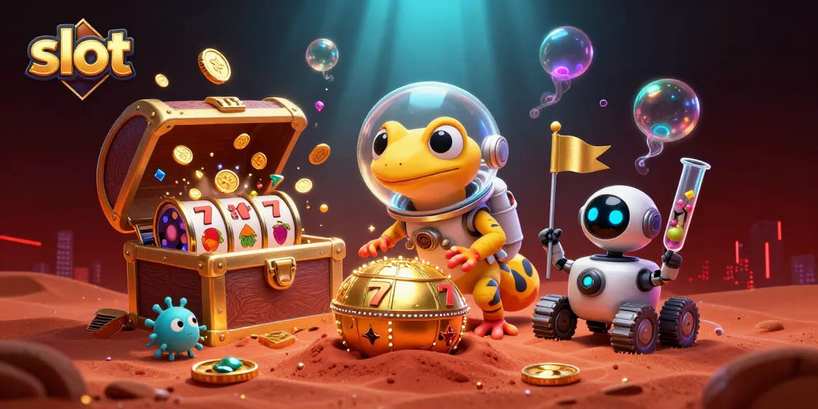 Experience thrilling slot action with a Martian gecko uncovering a casino hidden in Mars sand.